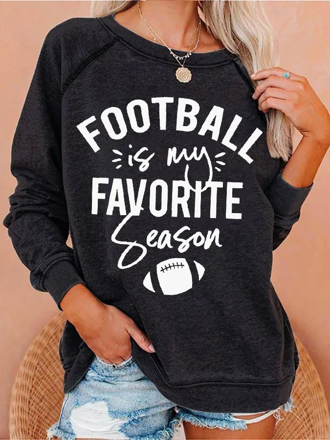 Football is My Favorite Season Print Raglan Sleeves Casual Sweatshirt