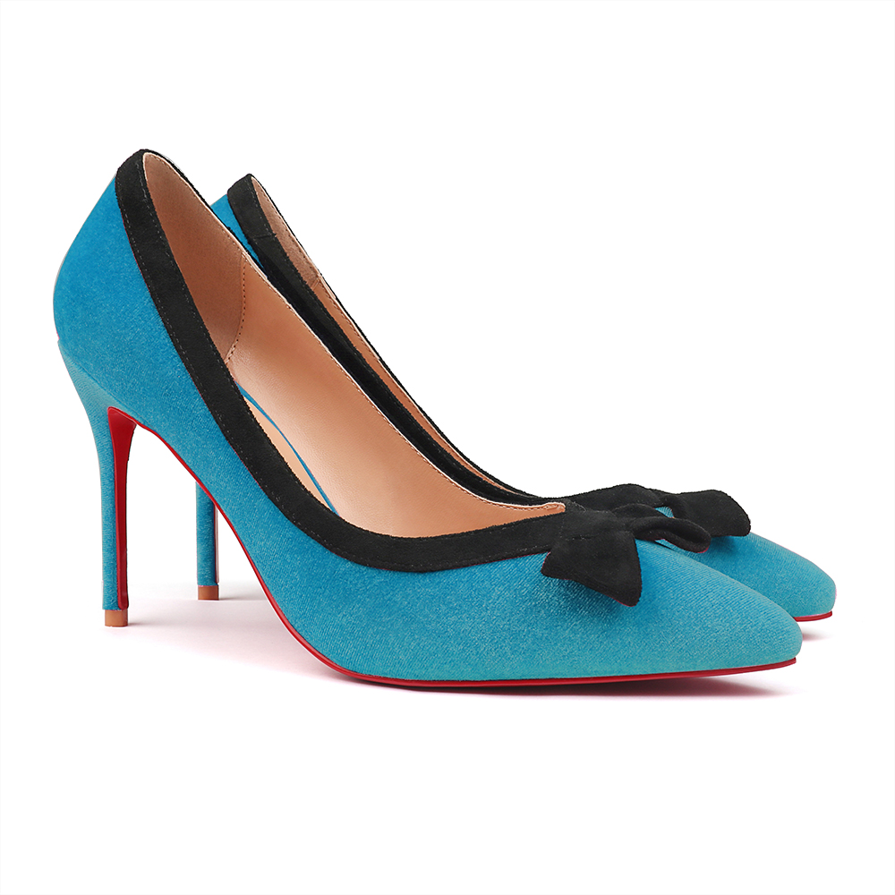100mm/120mm Bowknot Fashion High Heels Sexy Prom Mixed Colors Red Bottoms Stiletto Coral Fleece-vocosishoes