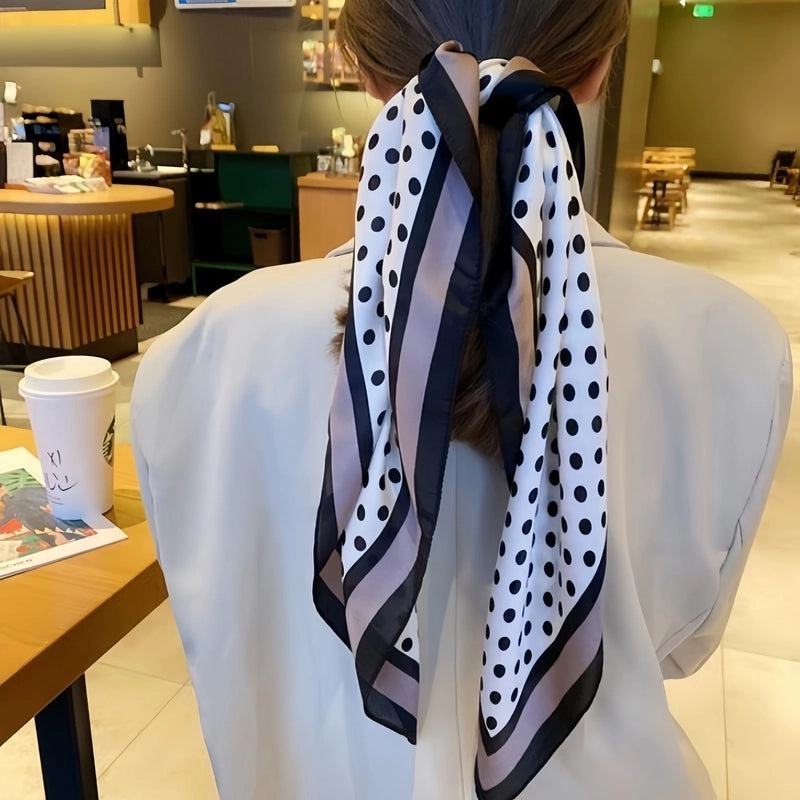 New Artificial Silk 70*70 Fashion Commuter Square Scarf Simple Baita Elegant Silk Scarf Hair Band Bow Headdress