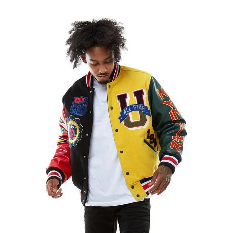 Hip Hop Streetwear Men's Embroidery Baseball Varsity Jackets at Hiphopee