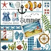 >SALE<Embroidery Cotton Thread 16CT Printed Four Seasons of Summer Cross Stitch24x23cm