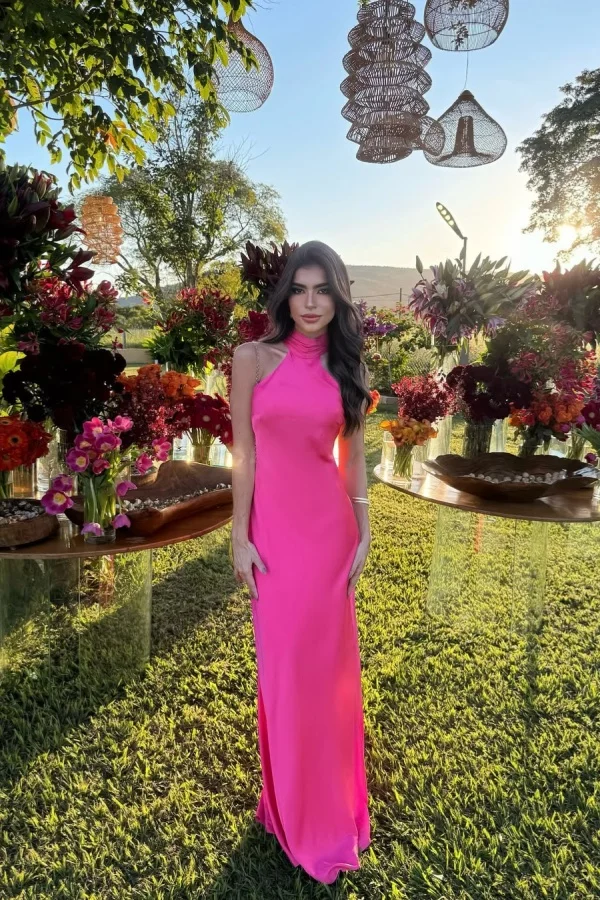 Radiant Backless Sleeveless High-Neck Halter Satin Prom Dress YK0056