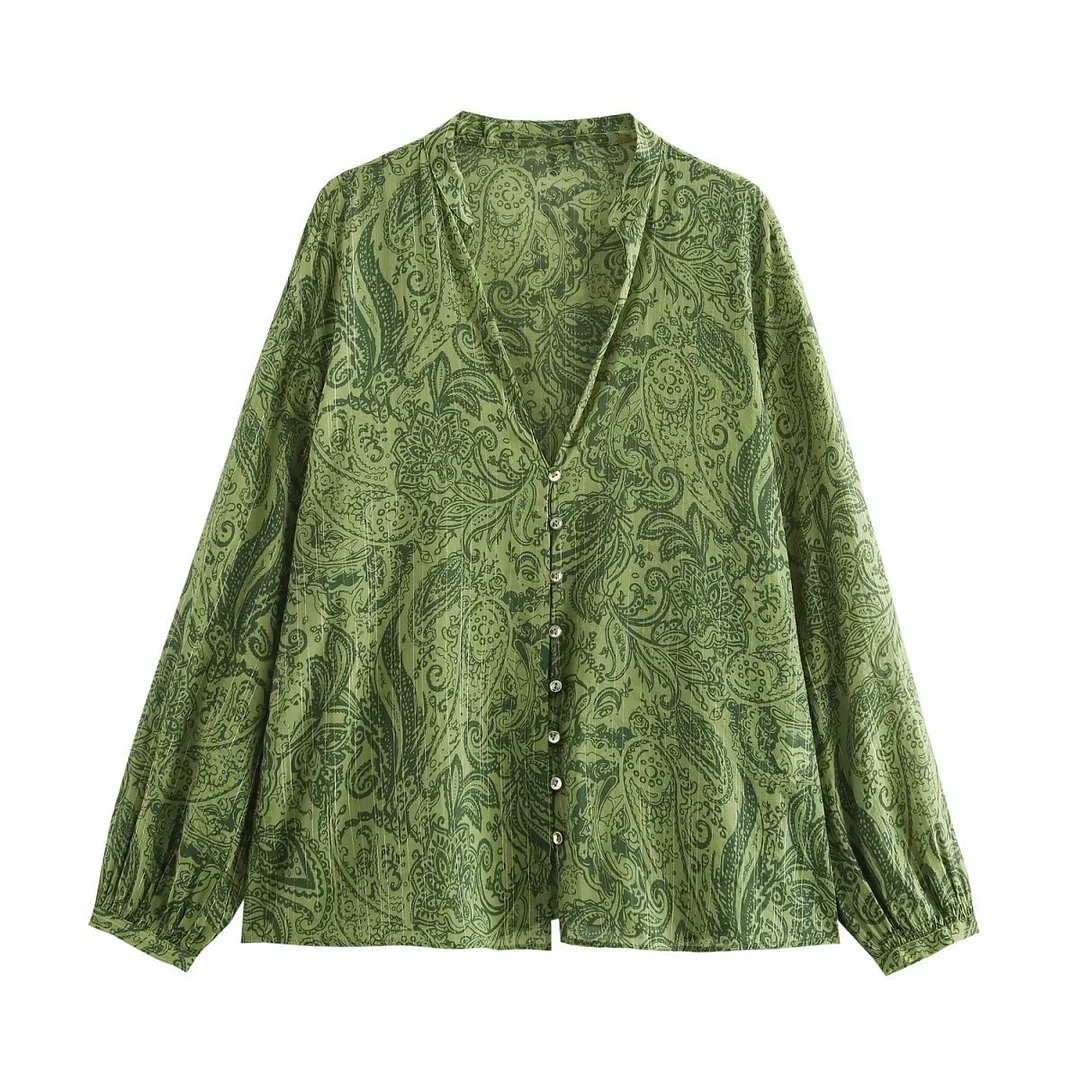 Nigikala Nigikala Women's INS Burst Fashion Casual Metallic Line Printed Shirt + Trousers Set