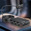 128W 7-in-1 Car Charger Splitter 12-24V PD30W QC3.0 Charge Independent Switches