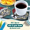10pcs/set DIY Diamond Art Halloween Art Diamonds Coaster with Holder Kits (Dog Paw Christmas)