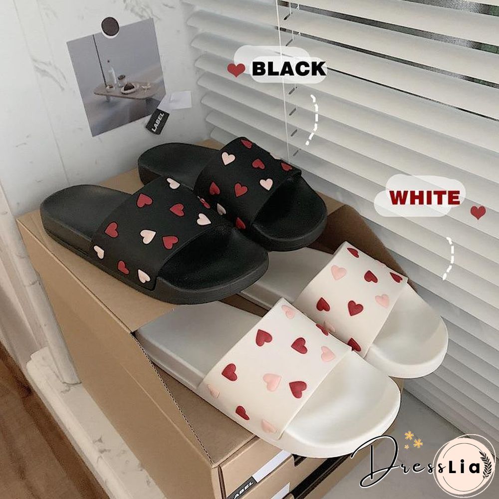 Women Beach Slippers Sweet heart Anti-slip Girl Indoor Outside Slippers Comfortable Summer Shoes Woman Fashion Slides