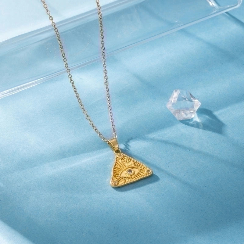 Stainless Steel Titanium Steel 18K Gold Plated Elegant Plating Inlay Sun Heart Shape Eye Zircon Pendant Necklace