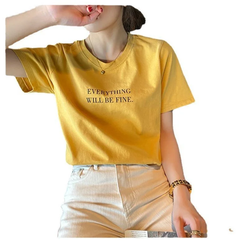 Brownm Brownm T-Shirt Women's Summer 2024 New Bottom Round Collar Dress Print Loose Print T-Shirt Women