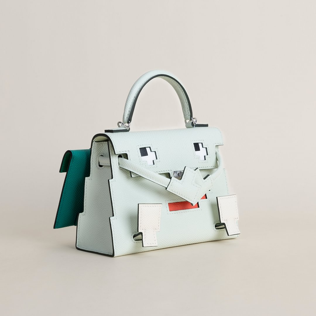 Kelly Doll Epsom  0V Gris ciment/ Z6 Malachite PHW