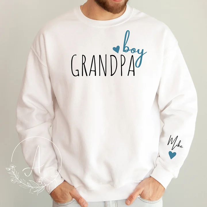 Custom Boy Grandpa Sweatshirt with Kid Name, Personalized Grandpa Of Boys Hoodie