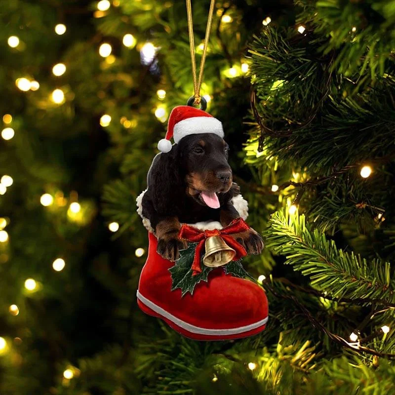 VigorDaily Gordon Setter In Santa Boot Christmas Hanging Ornament SB220