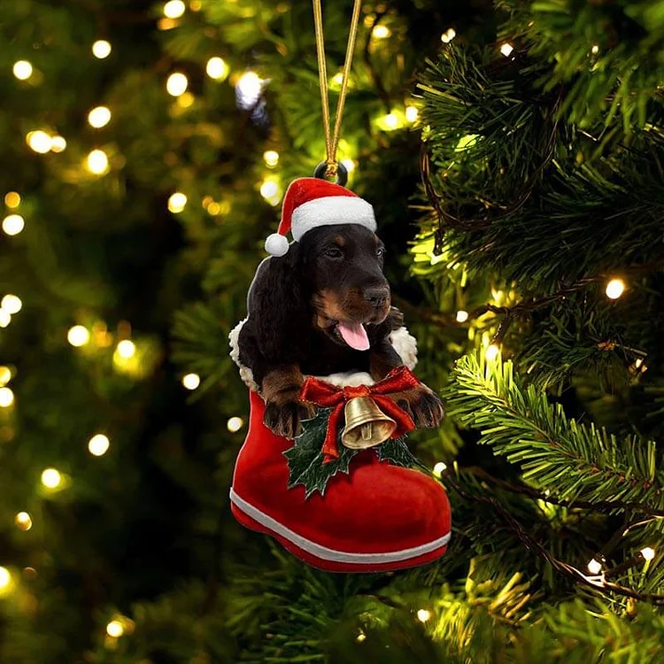 Gordon Setter In Santa Boot Christmas Hanging Ornament SB220
