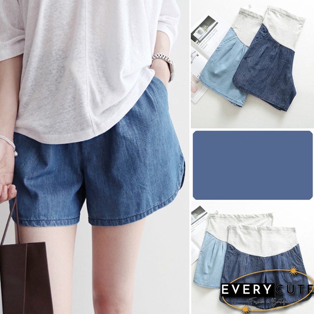 Maternity Pregnancy Women Pregnant Summer Denim Shorts Over Bump Pants Casual