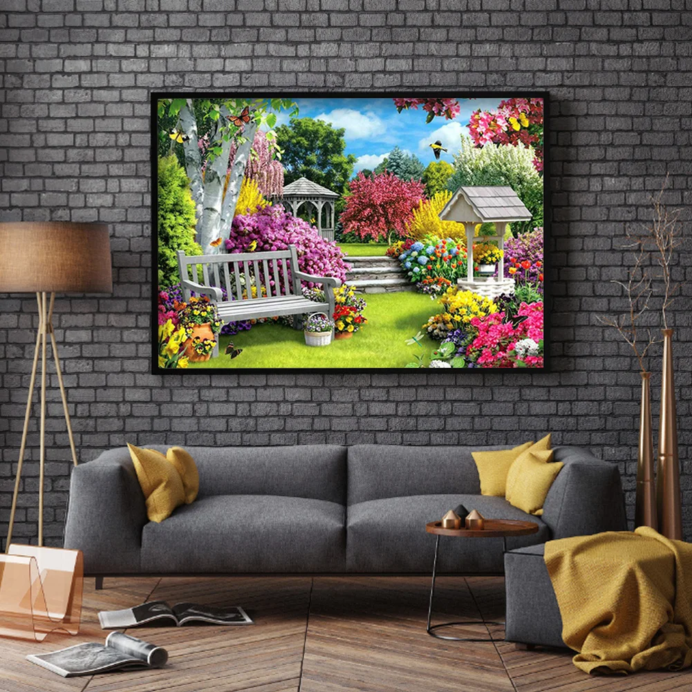 14CT Full Stamped Cross Stitch - Garden View(Canvas|40*50CM)