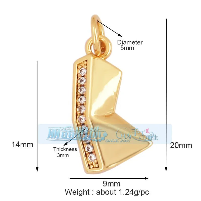 1 Piece 15 * 19mm Hole 5~5.9mm Copper Zircon Letter Heart Shape Pendant Jewelry Accessories