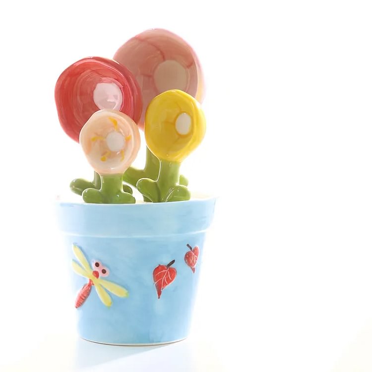 Ceramic Flowerpot Measuring Spoon Set