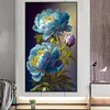 >SALE<5D DIY Full Square Drill Partial AB Drill Diamond Painting Peony Blue 45x75cm