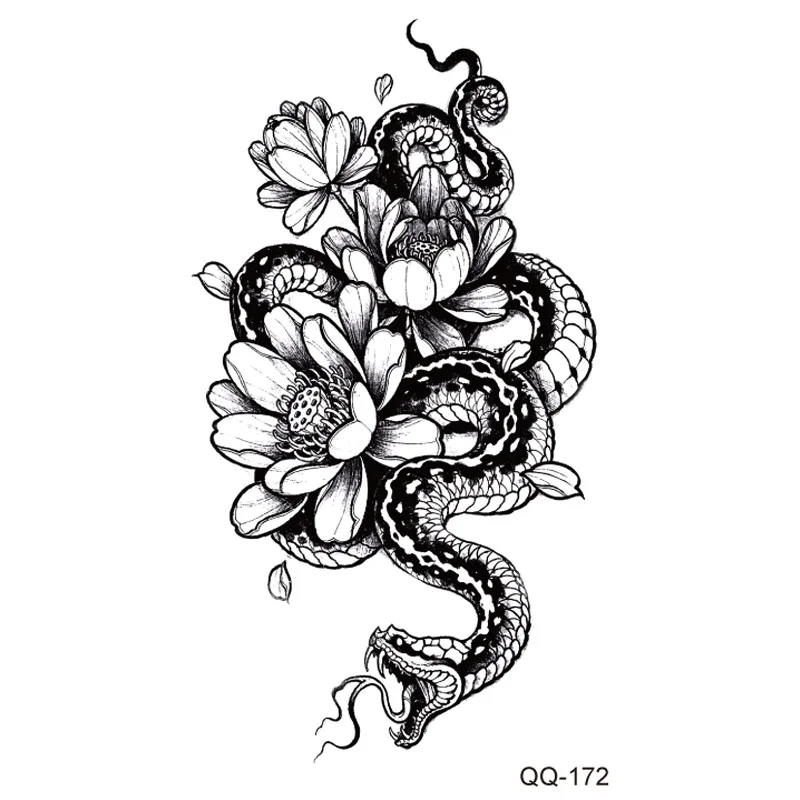 Sdrawing Rose Temporary Tattoo Sticker Flower Feather Elephant Body Clavicle Ankle Legs Arm Art Fake Tatto Party Bikini Tatoos