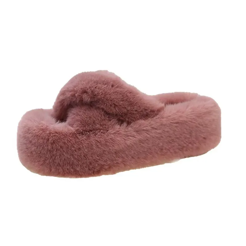 Breakj Breakj Tide Slew Soft 7Cm External Wear Hairy Slippers Women Flat-Bottom One-Word Drag Autumn New Thick