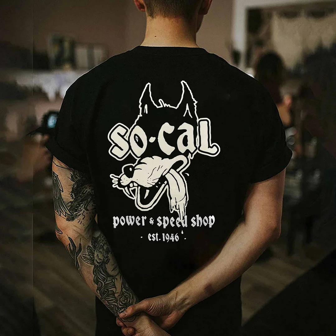 SO·CAL POWER&SPEED SHOP Big Wolf Print Men's T-shirt