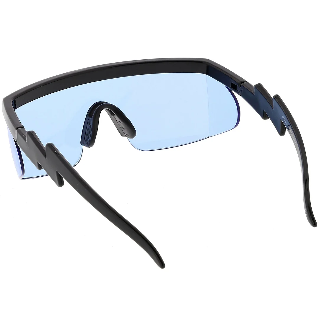 Oversize Semi Rimless Goggle Shield glasses Color Lens 60mm