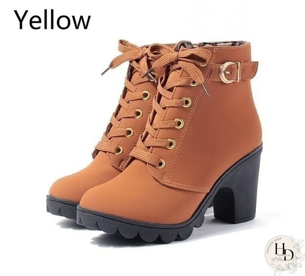New Ladies Boots Solid Color Fashion Fur Martin Boots Increase Warm and Comfortable Boots
