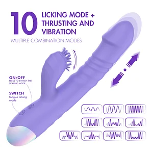 Telescopic Realistic Dildo Vibrator G Spot Rabbit Heating Vibrator