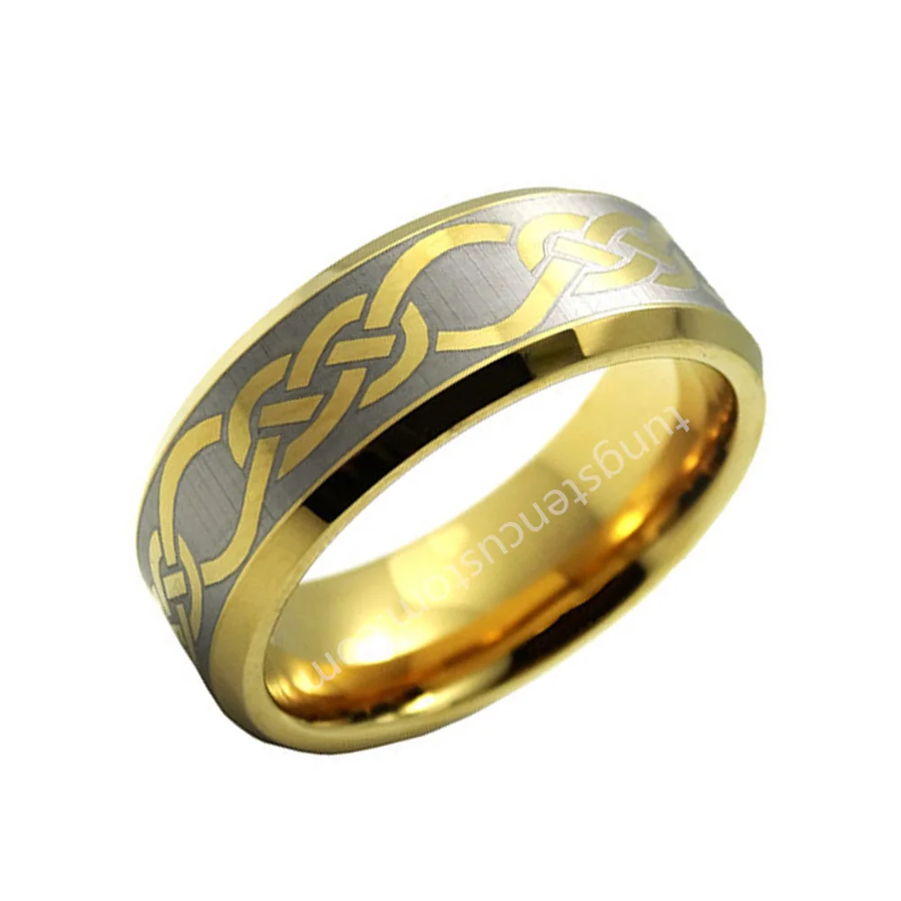 6MM 8MM Jewelry Gold Tungsten Carbide Celtic Wedding Rings