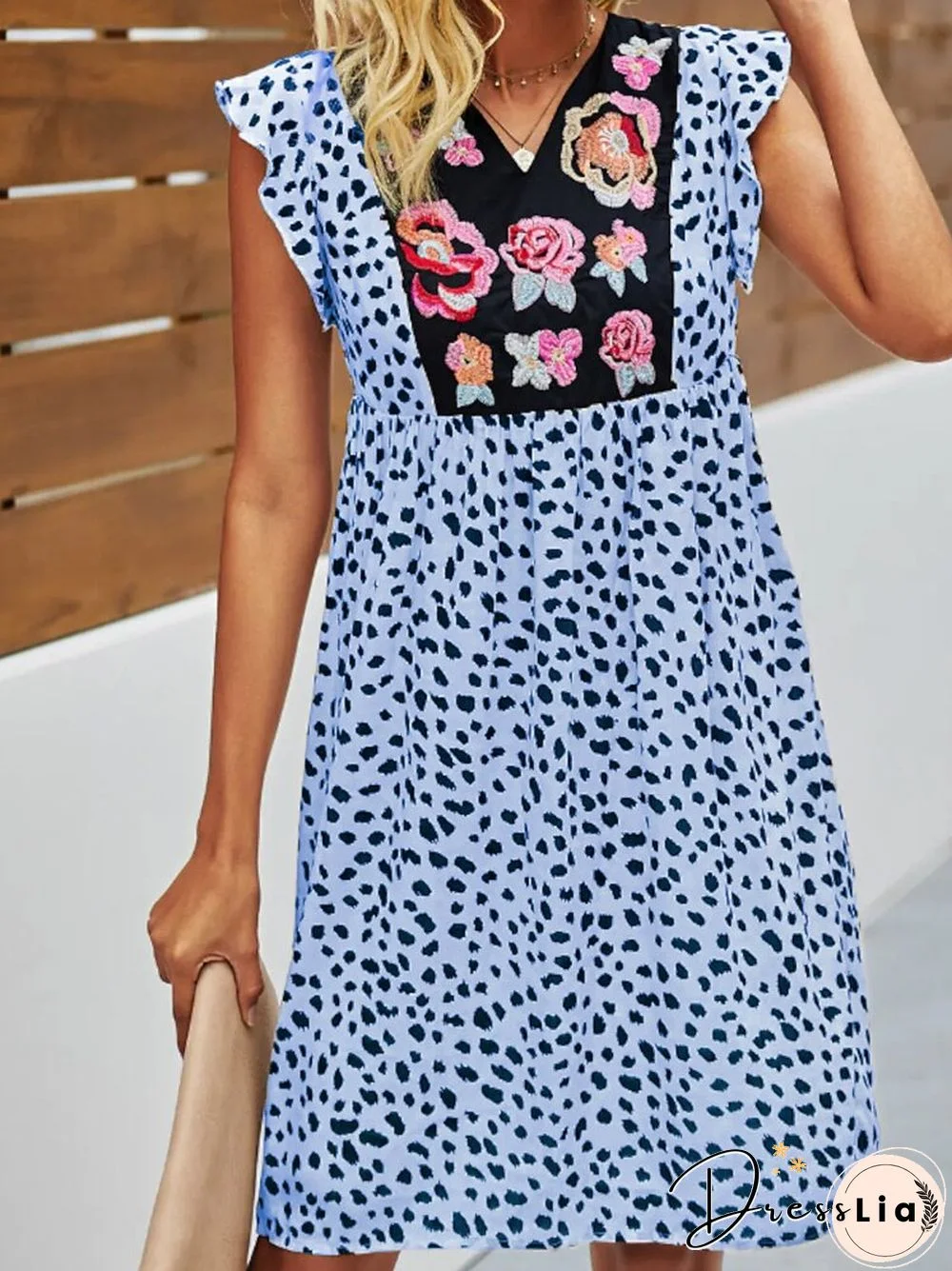 Summer New Fashion Casual Dress Leopard Patchwork Print Dress Embroidered Festive Party Women's Oversize Bridesmaid Dress