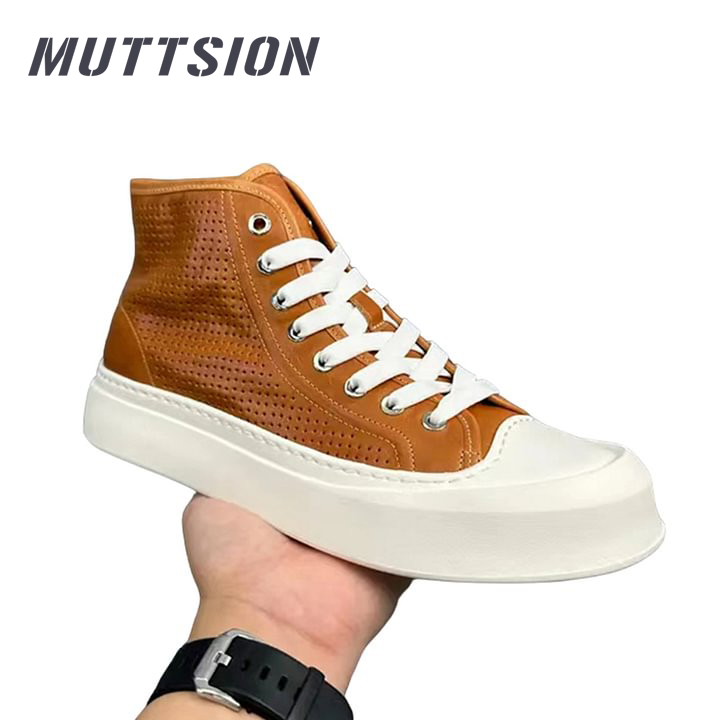 MUTTSION Cowhide Mid-top Skate Shoes