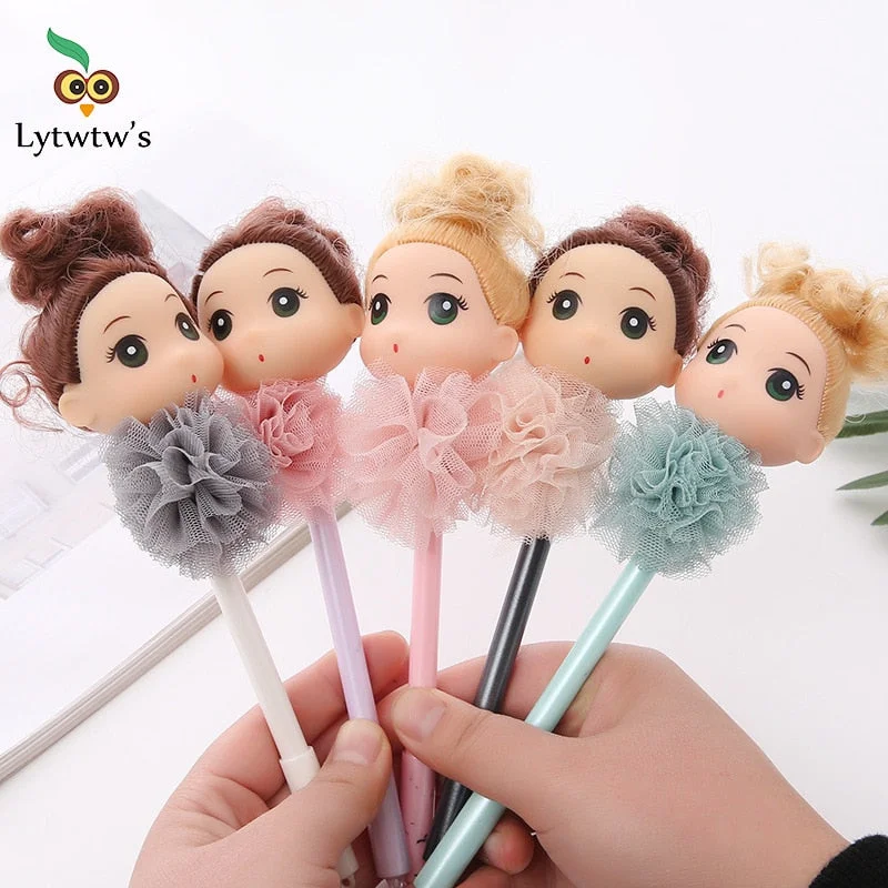 1 Piece Lytwtw's Confused Girl Lace Doll Toy Gel Pen School Officel Supplies Stationery cute kawaii creative lovely sweet