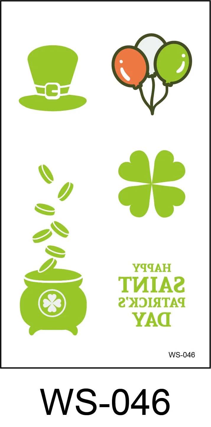 New cross-border waterproof sweat green hat clover face sticker European and American fashion temporary tattoo sticker