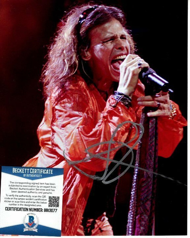 Steven tyler signed aerosmith 8x10 Photo Poster painting beckett bas