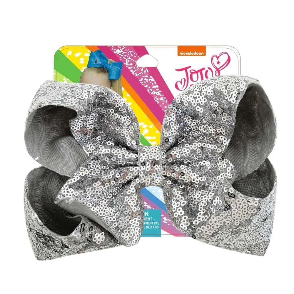 8" Sequin Rainbow JoJo siwa Bow With Hair Clip For Girls Kids Handmade Boutique Knot Jumbo Hair Bow Hairgrips Hair Accessories