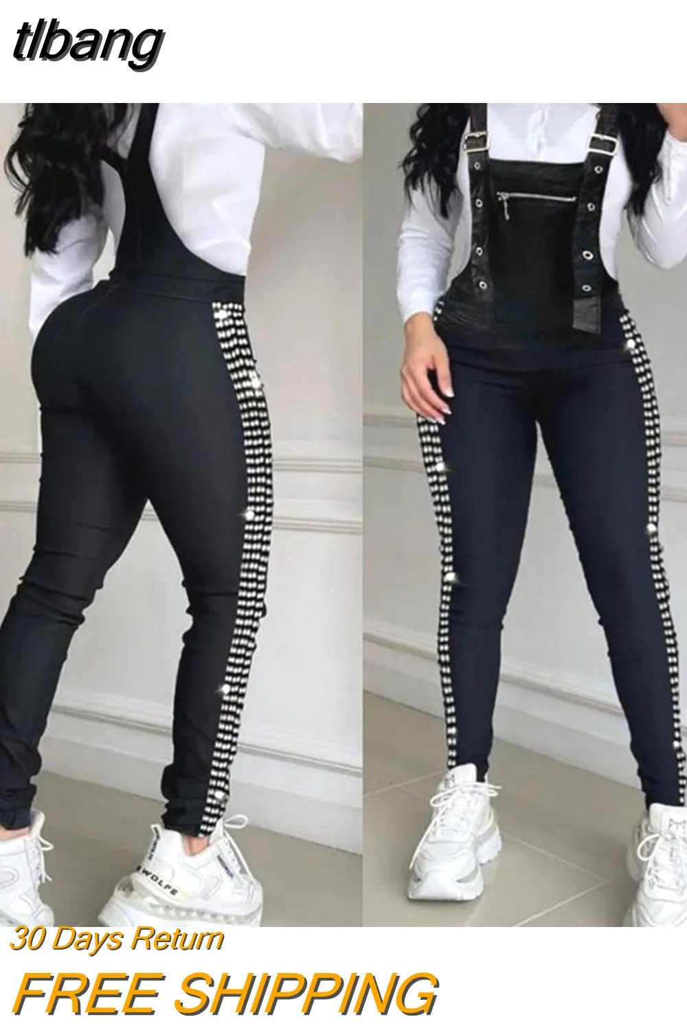 tlbang Decor Buckled Suspender Jumpsuit 2023 Woman Long Jumpsuits Elegant New Fashion Casual