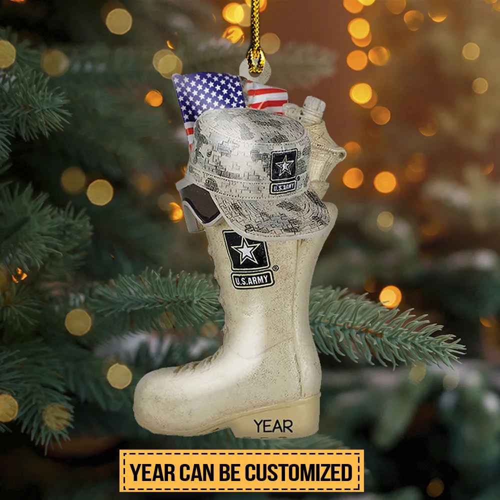 VETERAN'S BOOTS PERSONALIZED SHAPED ORNAMENT