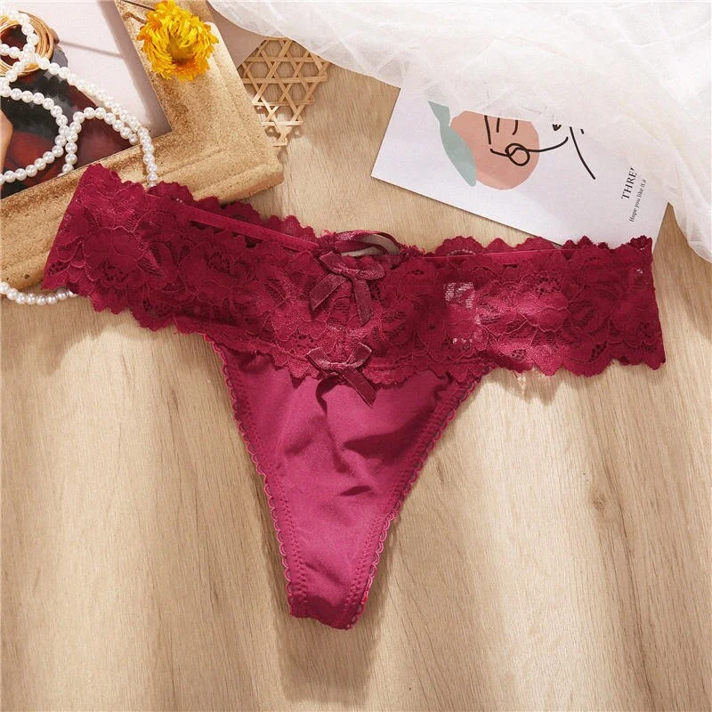Sexy Panties Women Lace Underwear Cotton Briefs Female Underpants Thong G-String Pantys Perspective Embroidery Intimate Lingerie