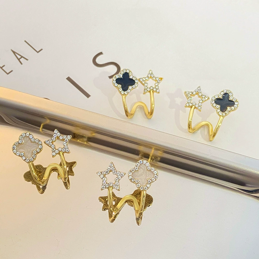 Clover Star Zirconia Gold-Plated Earrings