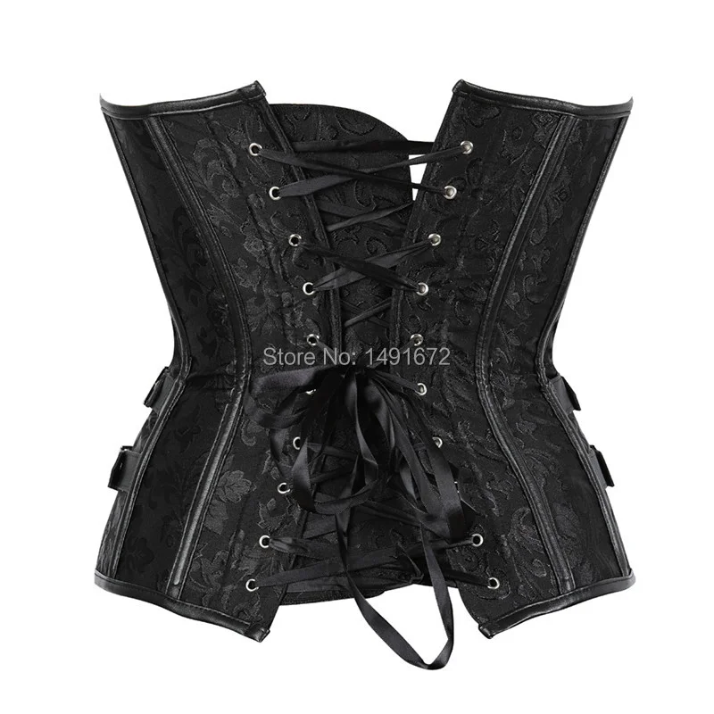 Billionm Sapubonva steampunk corsets and bustiers halter plus size corset pu leather gothic punk corset zip burlesque basque costume sexy