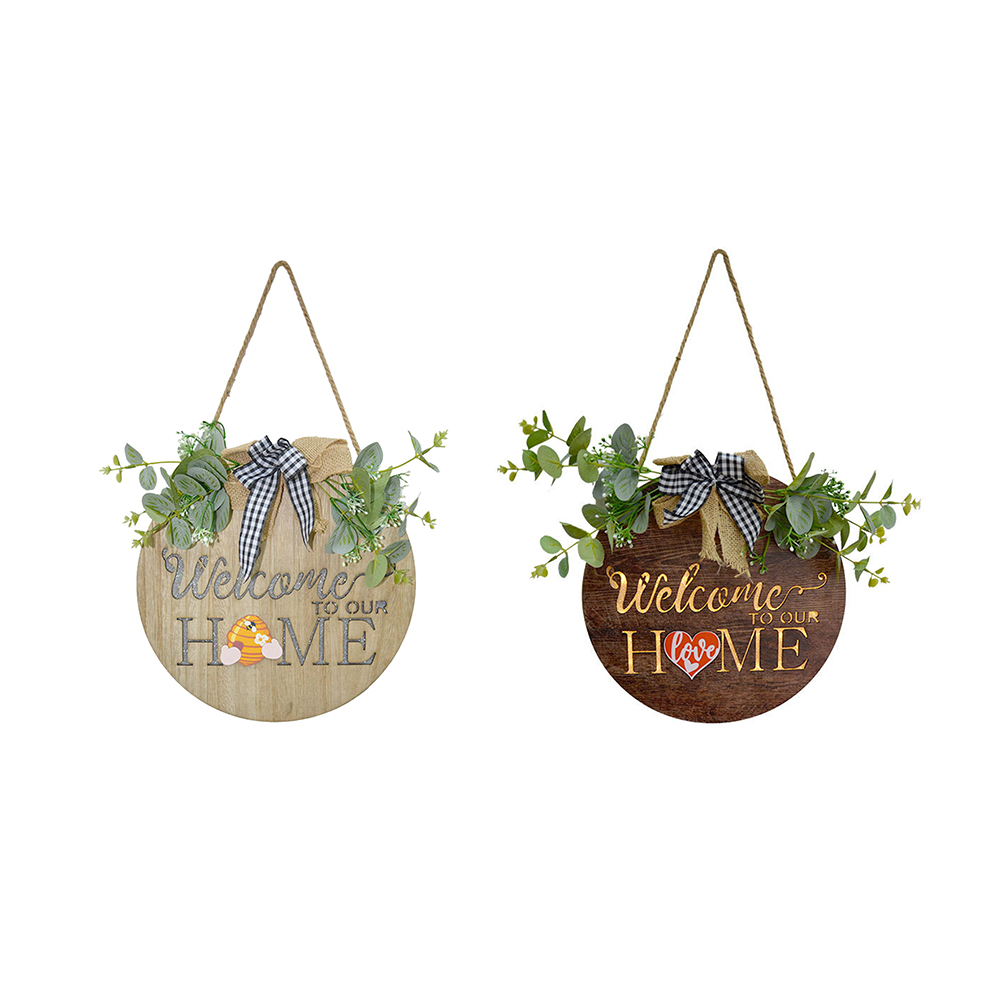 

Christmas LED Wood Door Hanging Round Welcome Sign Decorative Plaque Decor, 501 Original