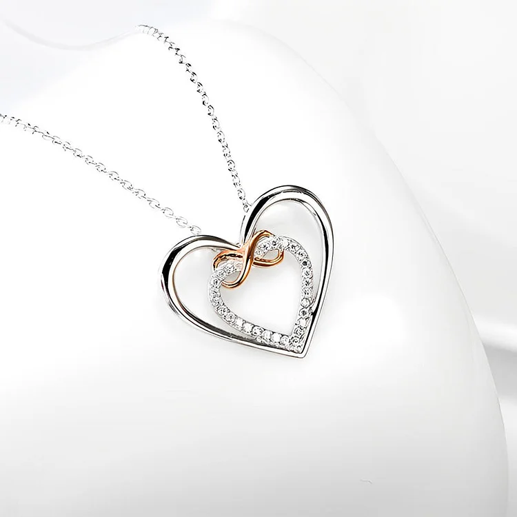 For Sister - S925 We will Always be Connected by Heart Heart to Heart Infinity Necklace