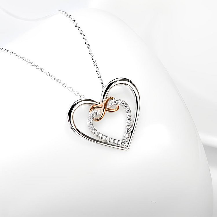 For Sister - S925 We will Always be Connected by Heart Heart to Heart Infinity Necklace