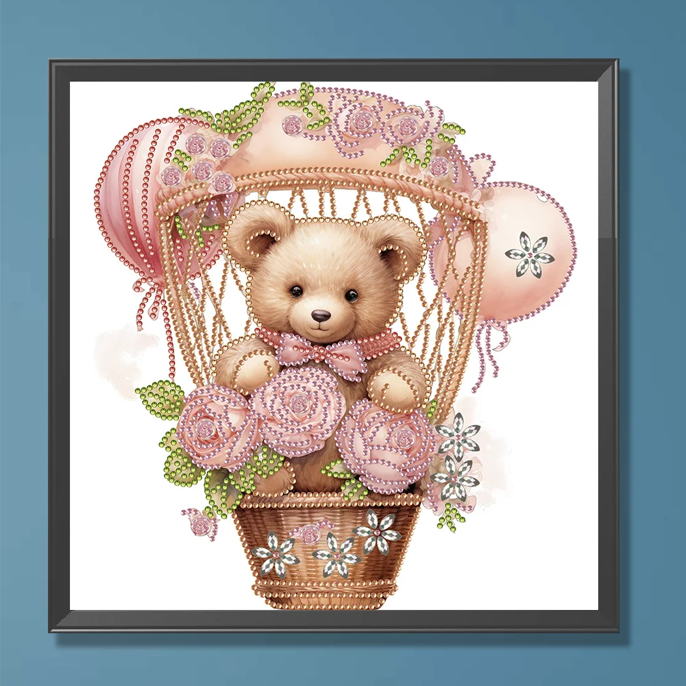 Diamond Painting - Partial Special Shaped Drill - Flower Balloon Bear(Canvas|30*30cm)