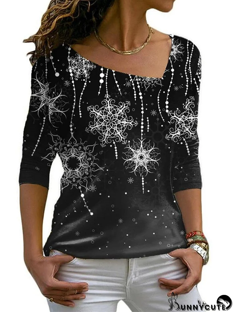 Women's Long Sleeve V-neck Floral Printed Top