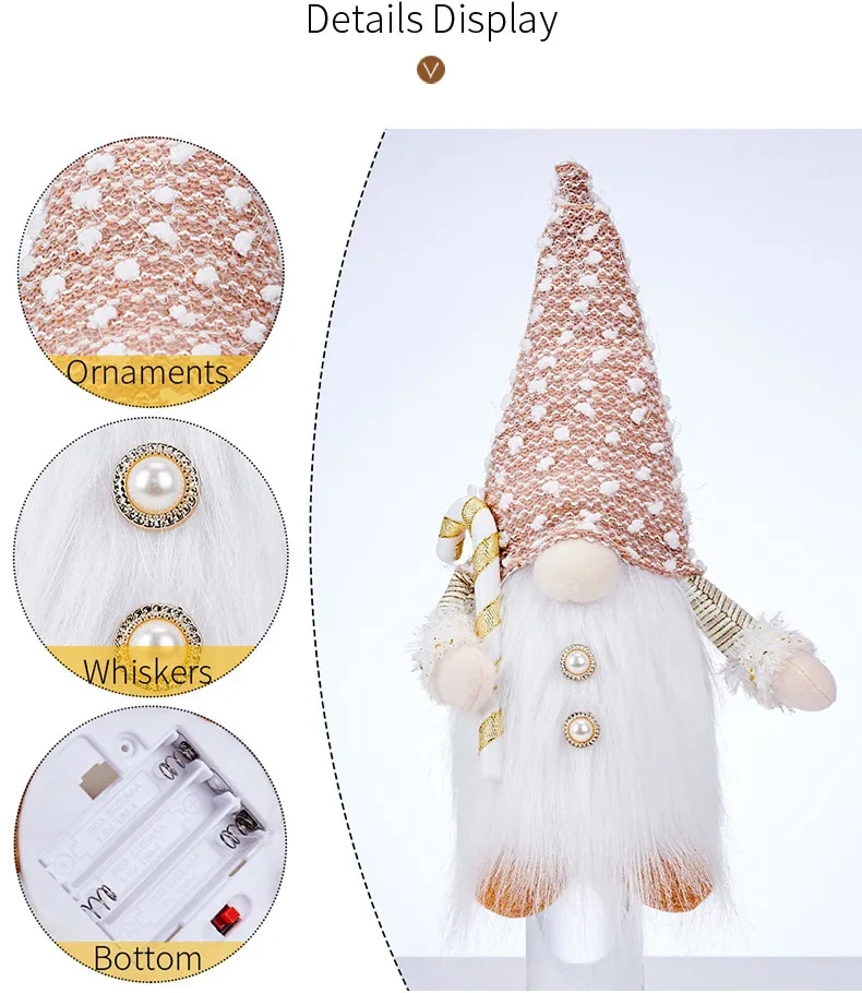 Tegooe 30cm LED Lighted Christmas Gnome Plush Doll Decoration