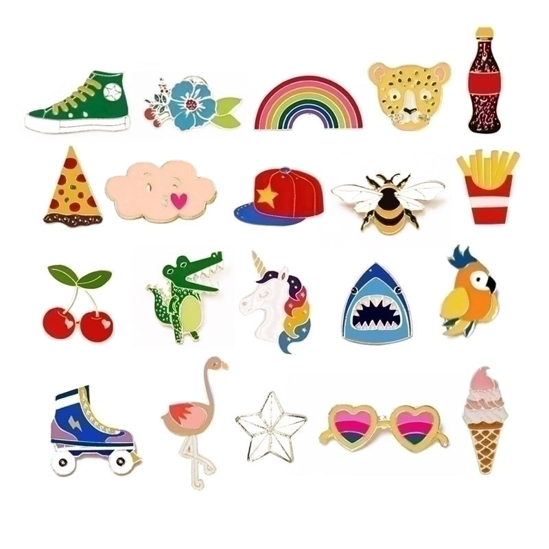 5 Pieces Cute Pin Geometric Rainbow Heart Shape Alloy Enamel Women'S Brooches