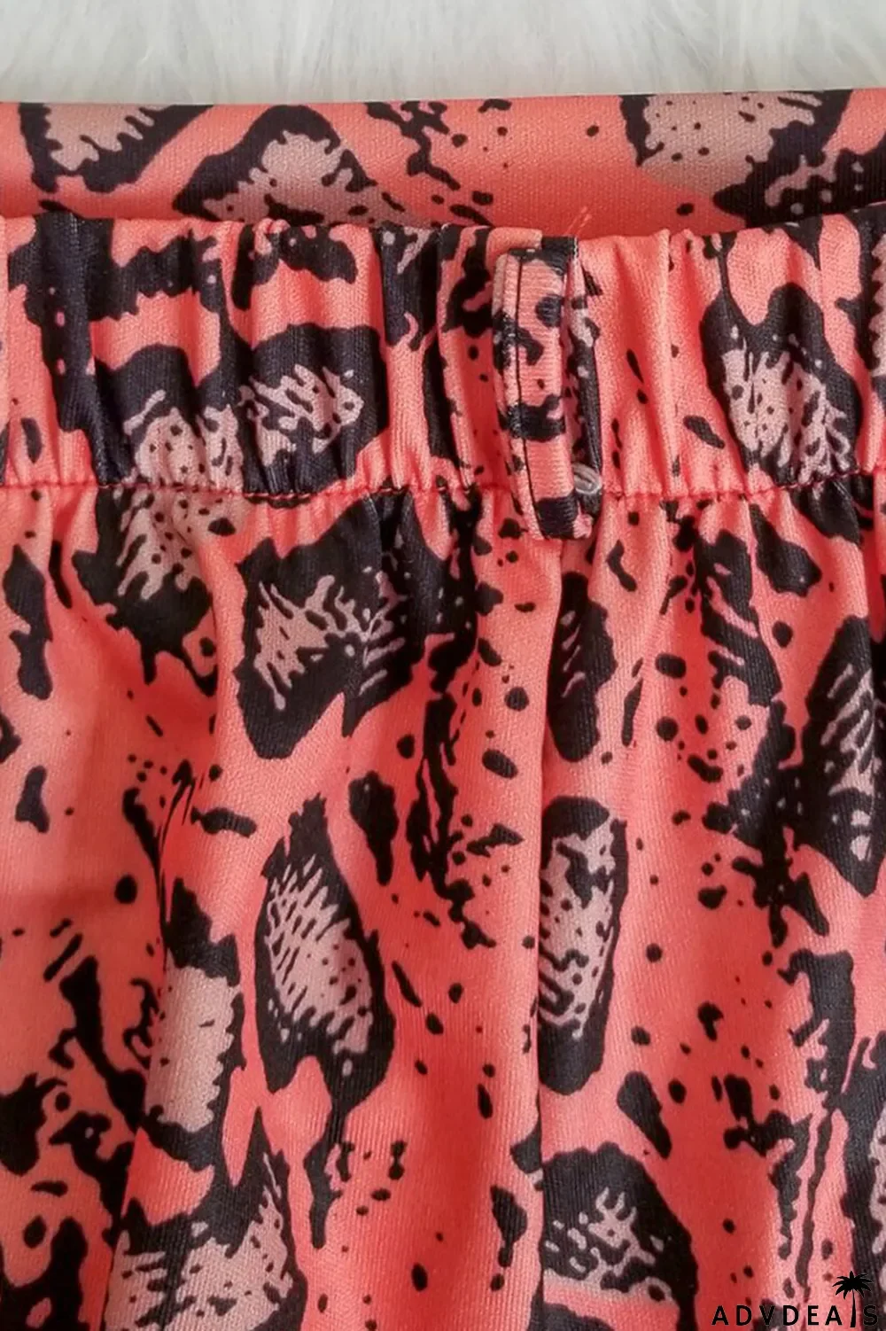 Tangerine Red Casual Street Print Patchwork O Neck Short Sleeve Two Pieces