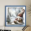 Gnome By The Window In Winter - 14CT Stamped Cross Stitch - 40*40cm