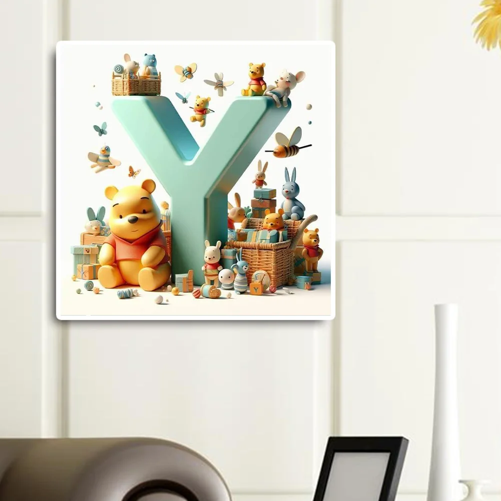 Full Round Diamond Painting 30*30cm - Winnie The Pooh'S 26 Letters Y