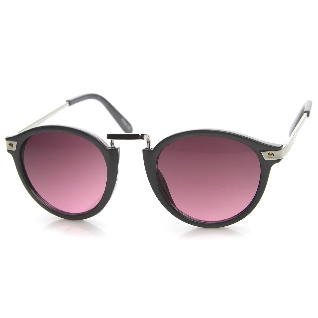 Retro Horn Rimmed Metal Nose Bridge P3 Round glasses 50mm